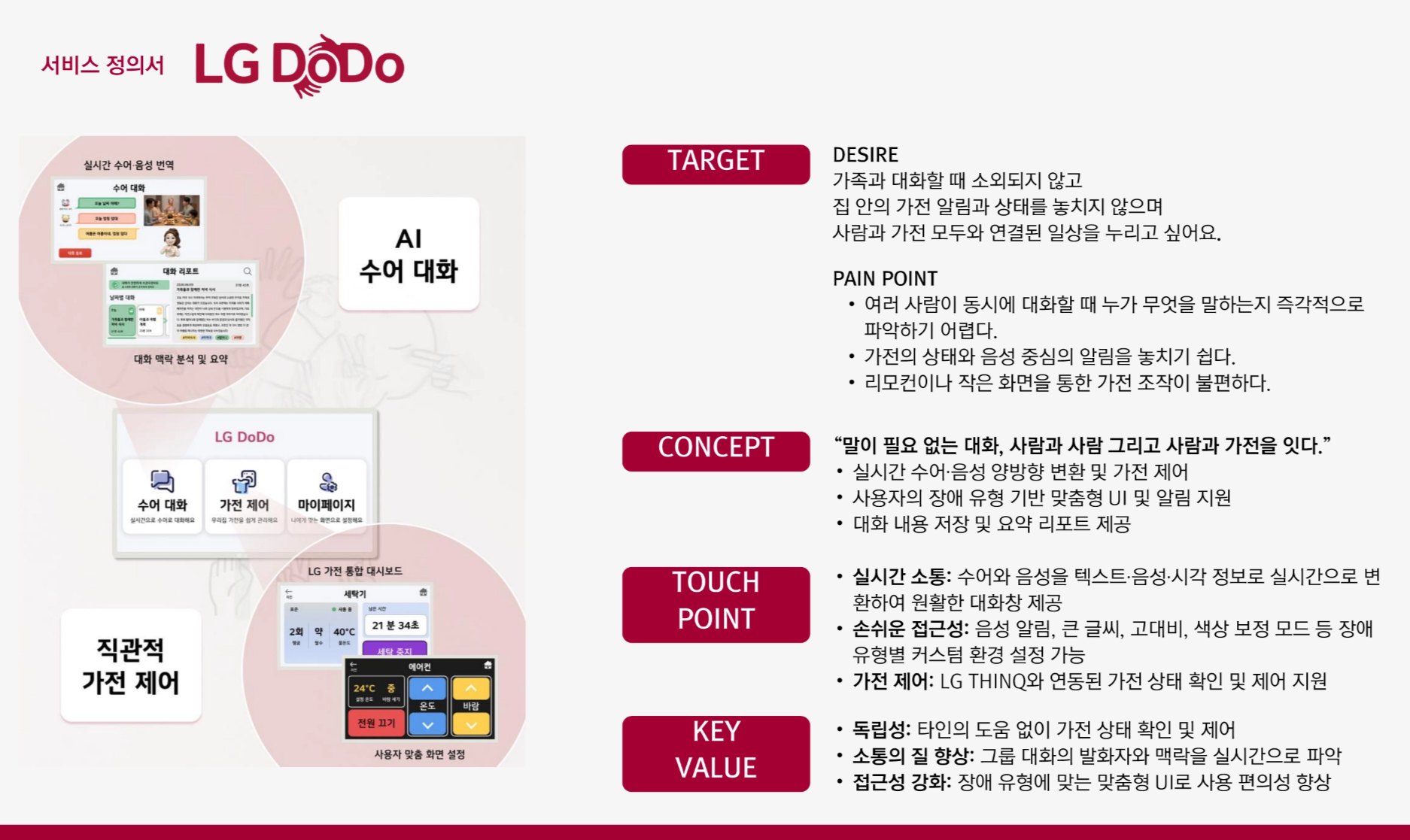 LG DoDo 서비스 정의서 — Target, Concept, Touch Point, Key Value