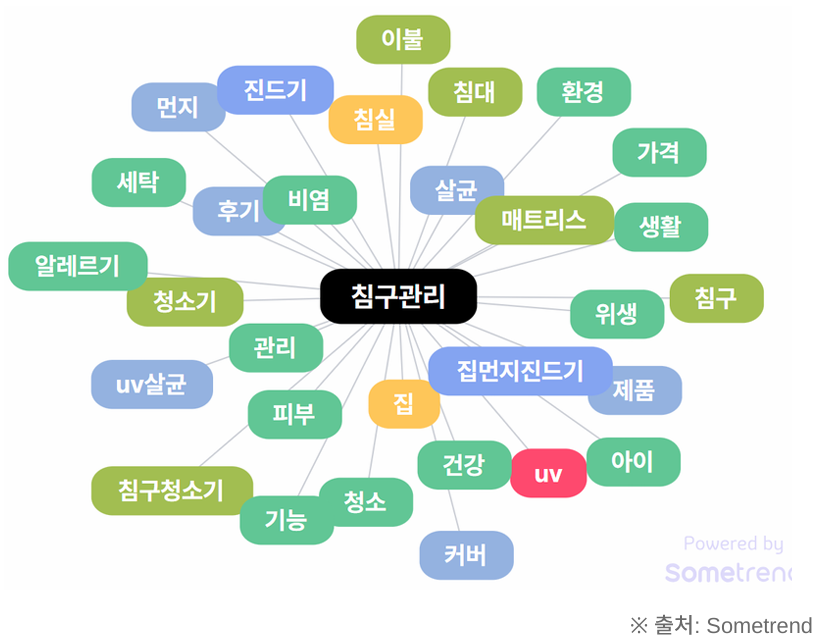 '침구관리' 연관어 네트워크 분석